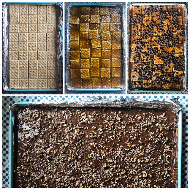 step by step pictures of cracker toffee being made