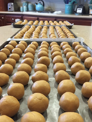peanut butter balls prior to being dipped in chocolate