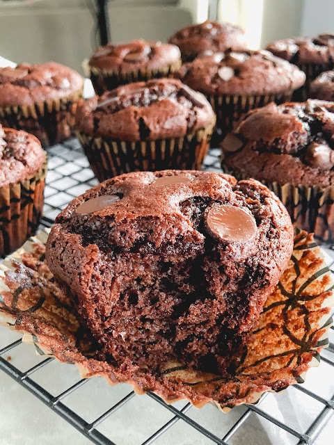 Bakery Style Chocolate Muffins {No-Mixer} - Overtime Cook