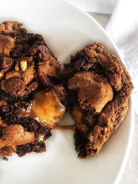 gooey caramel and chocolate cookie
