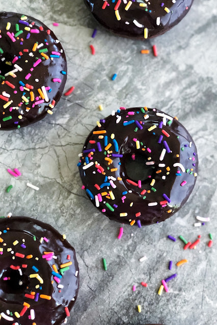 chocolate donuts with sprinkles