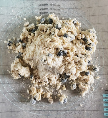 raw scone dough with blueberries