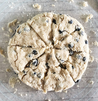 scone dough formed in to wedges