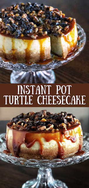 instant pot cheesecake smothered in chocolate and caramel