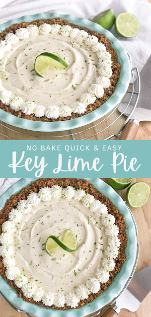 no bake cream pie with ginger crust in a blue pie plate