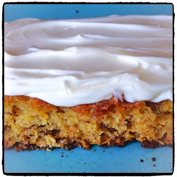 Banana bread bars smothered in cream cheese frosting