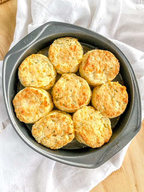 baked biscuits in a baking pan
