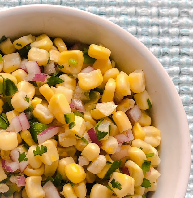 salsa with corn, red onion and jalapeno
