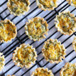 mini phyllo shells filled with cheese and egg quiche