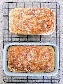 baked english muffin bread in bread pan