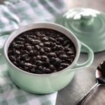 black beans in a mint serving dish