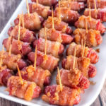 bacon wrapped smokies sprinkled with brown sugar