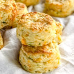 cheesy biscuits on a white cloth