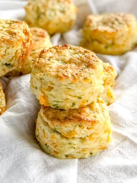 cheesy biscuits on a white cloth