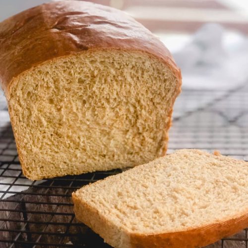 bread with a slice in front