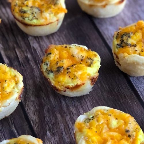 mini quiche on a wood table
