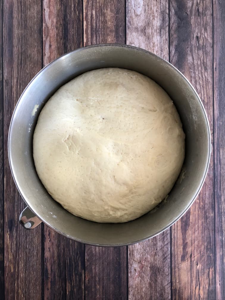 risen dough in a bowl