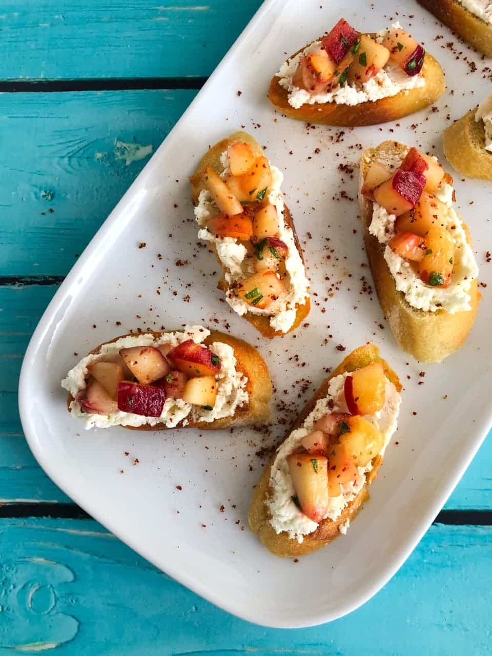 Peach Bruschetta with Creamy Goat Cheese Donuts2Crumpets