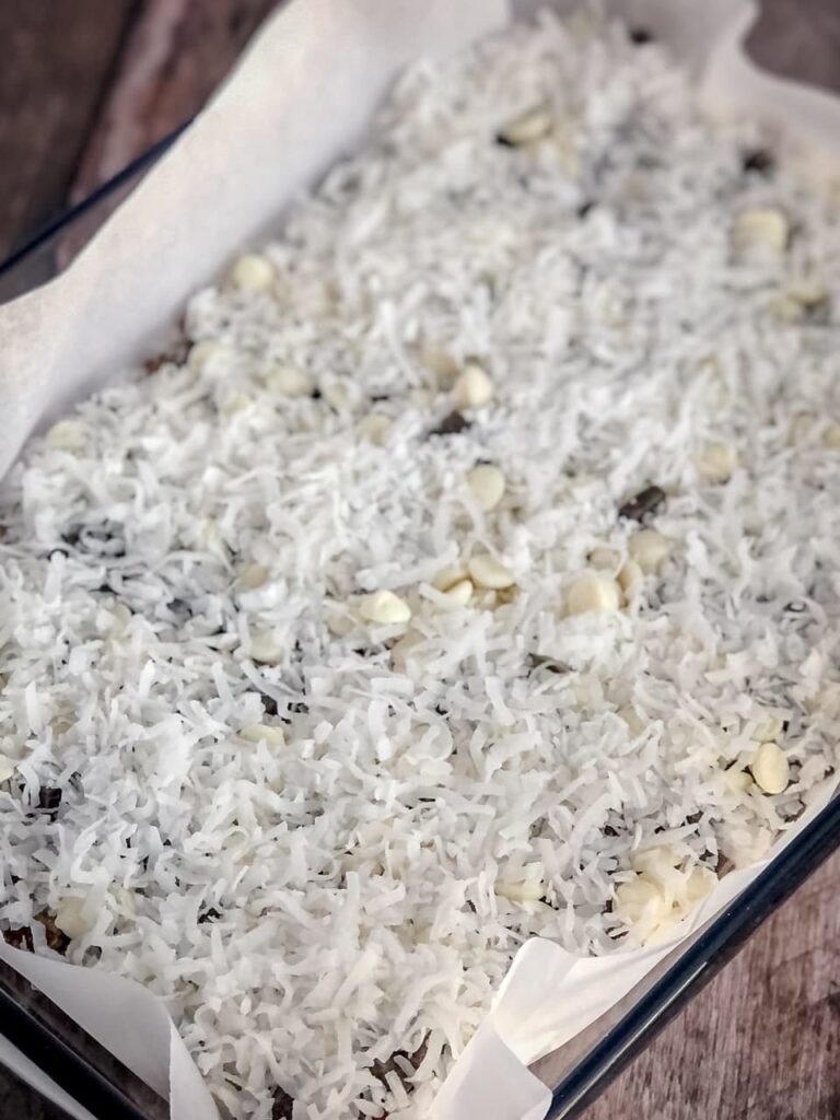 coconut on cookie bars