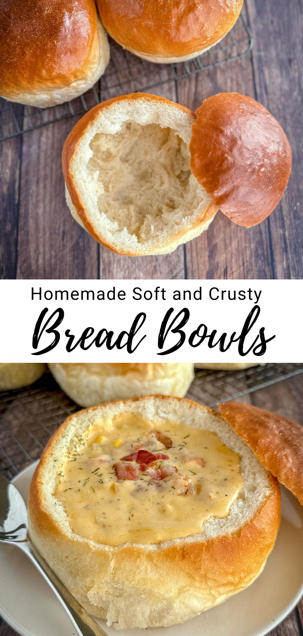 bread bowl with soup in it