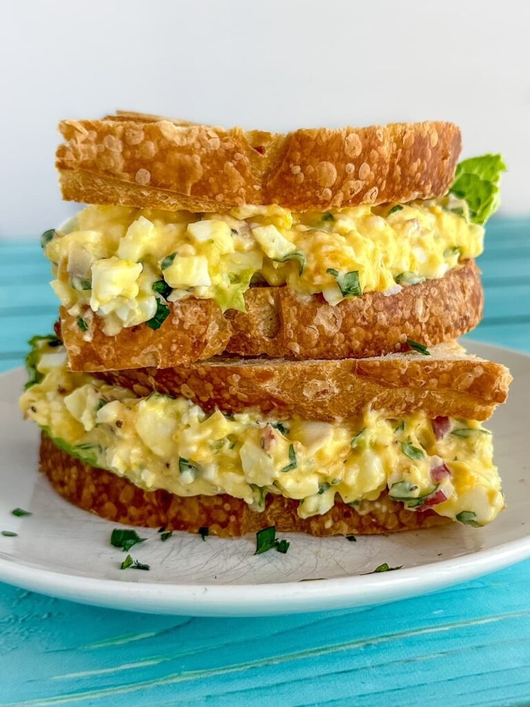 egg salad sandwich on a plate