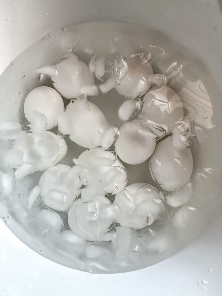 eggs in an iced water bath