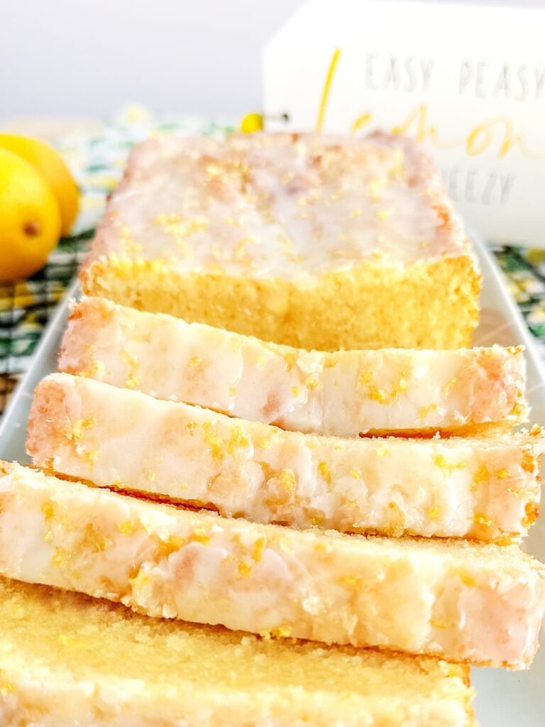 lemon loaf cake sliced