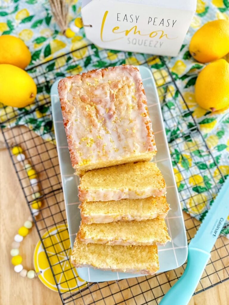 lemon loaf cake with lemon decor