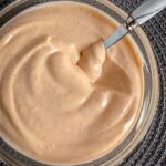 spicy mayo in a dish with a spoon