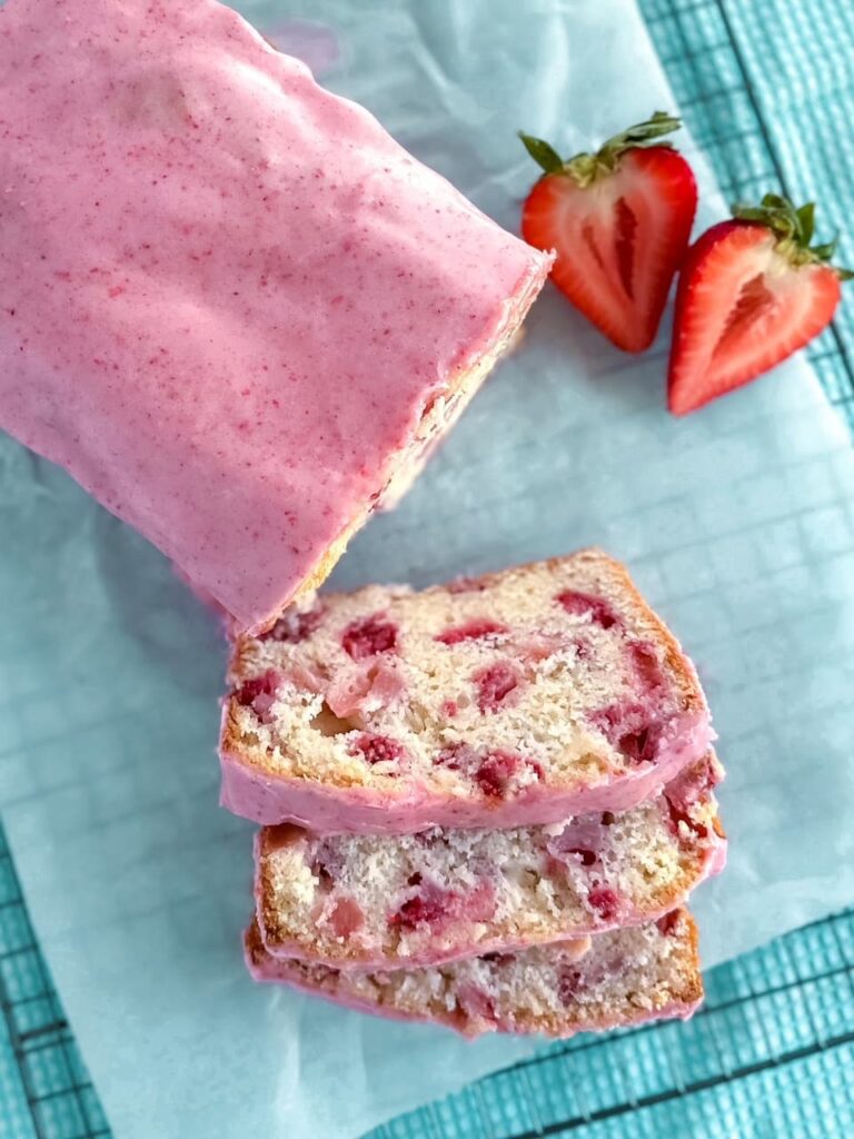 sliced strawberry bread