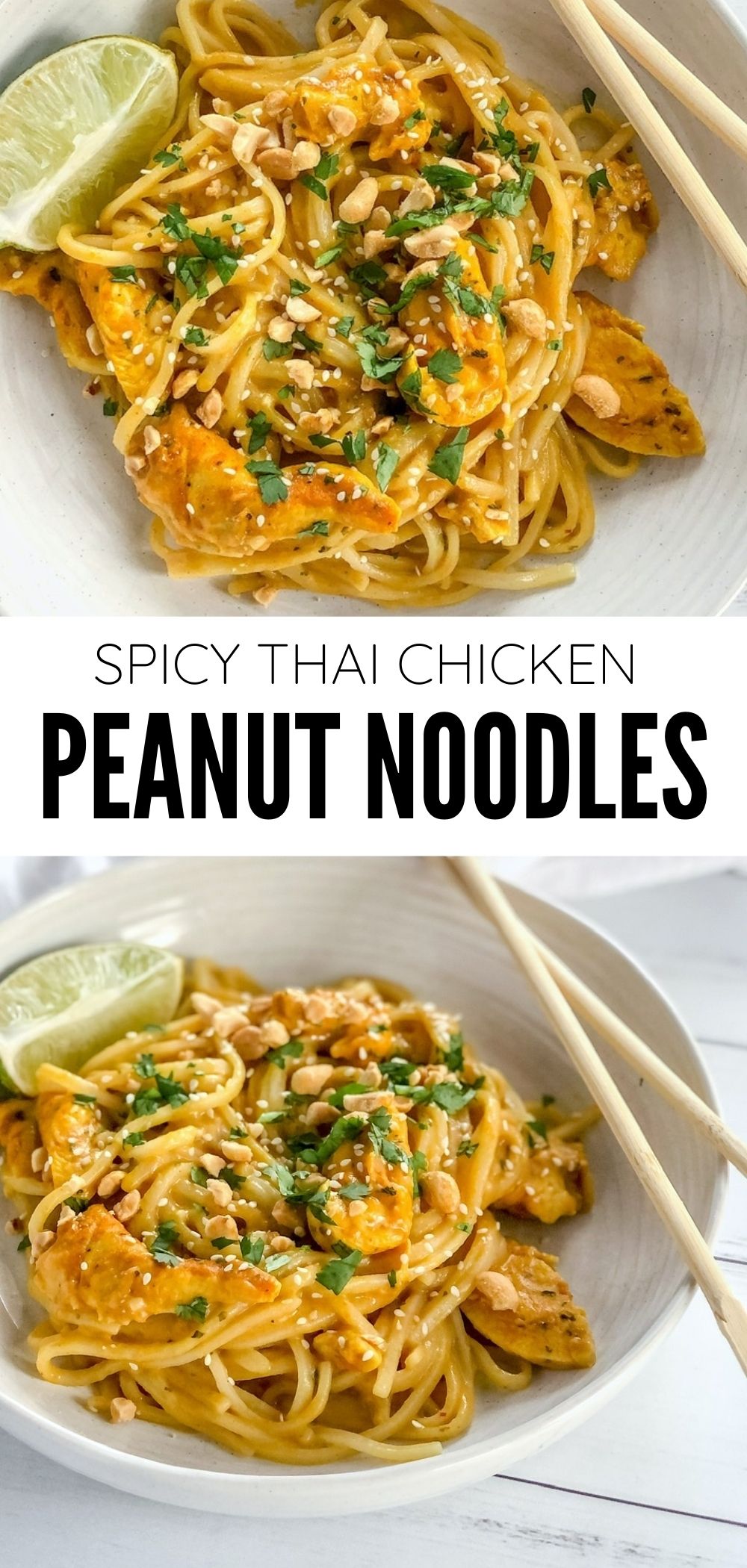 spicy thai peanut chicken noodles