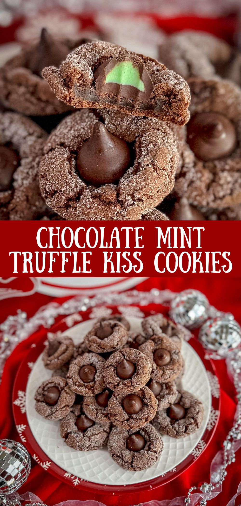 chocolate mint truffle kiss cookies