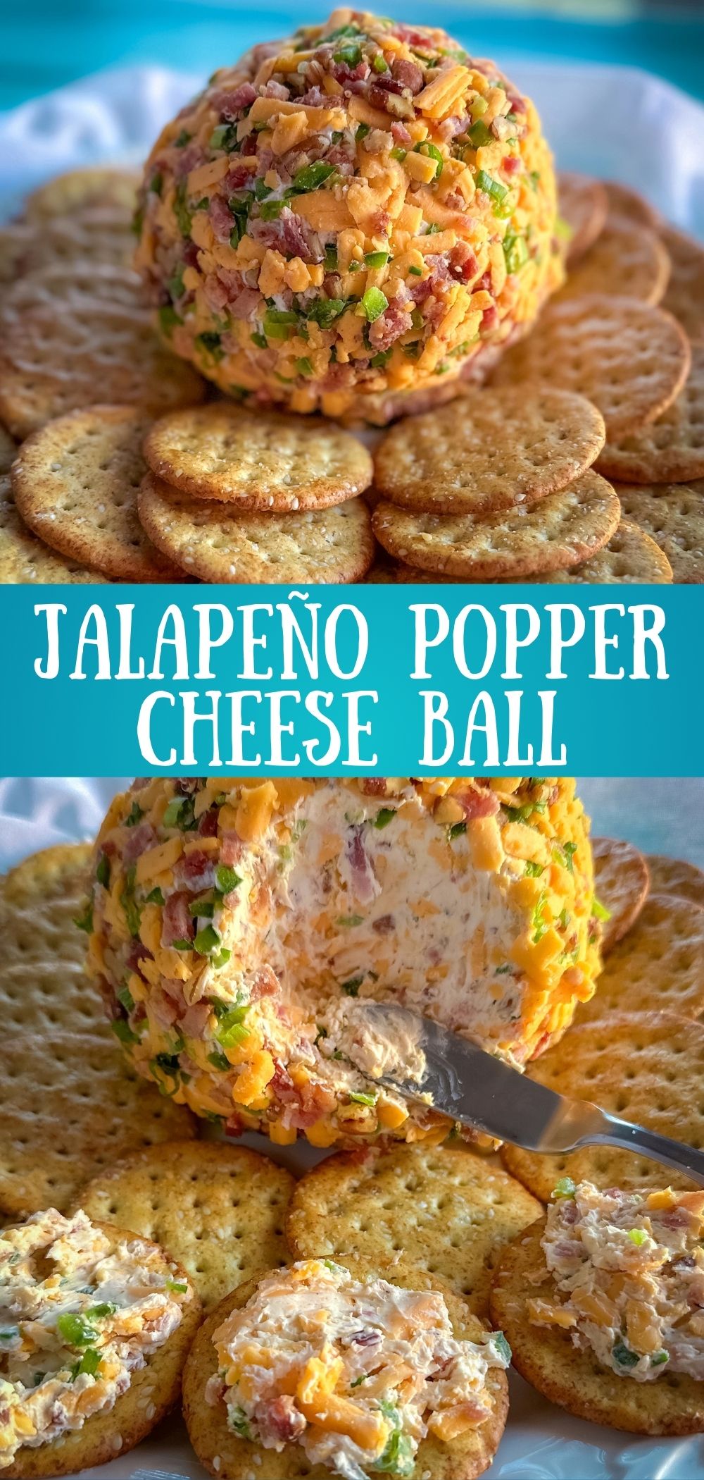 jalapeno popper cheese balls with crackers