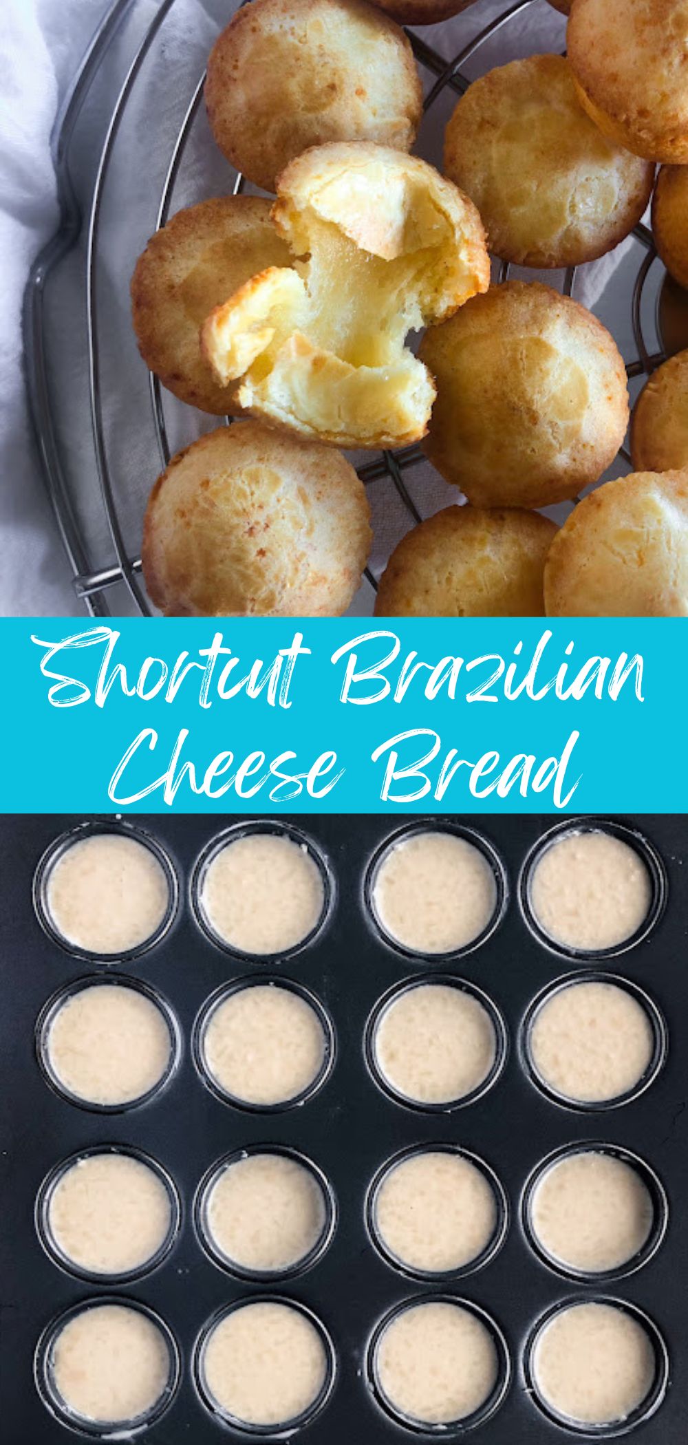 shortcut Brazilian cheese bread on a cooling rack