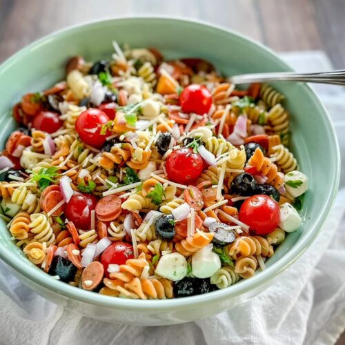 Italian pasta salad in a bowl