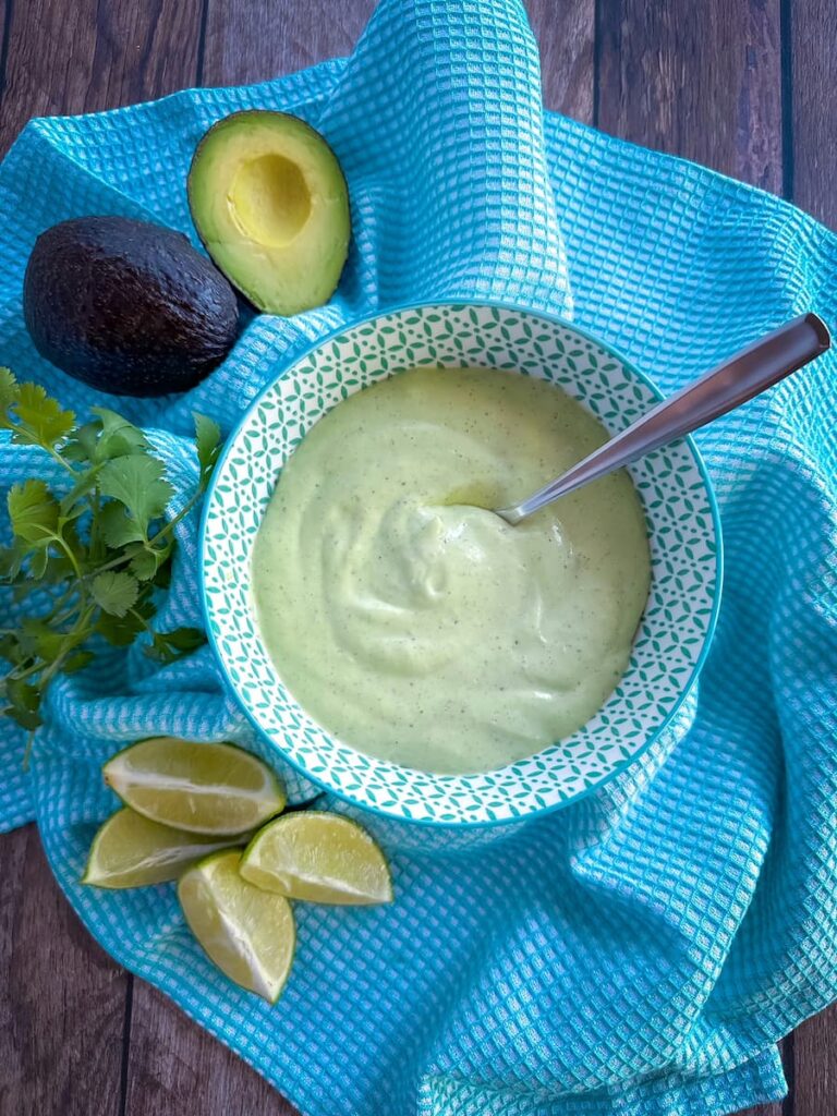 avocado cream sauce in a bowl
