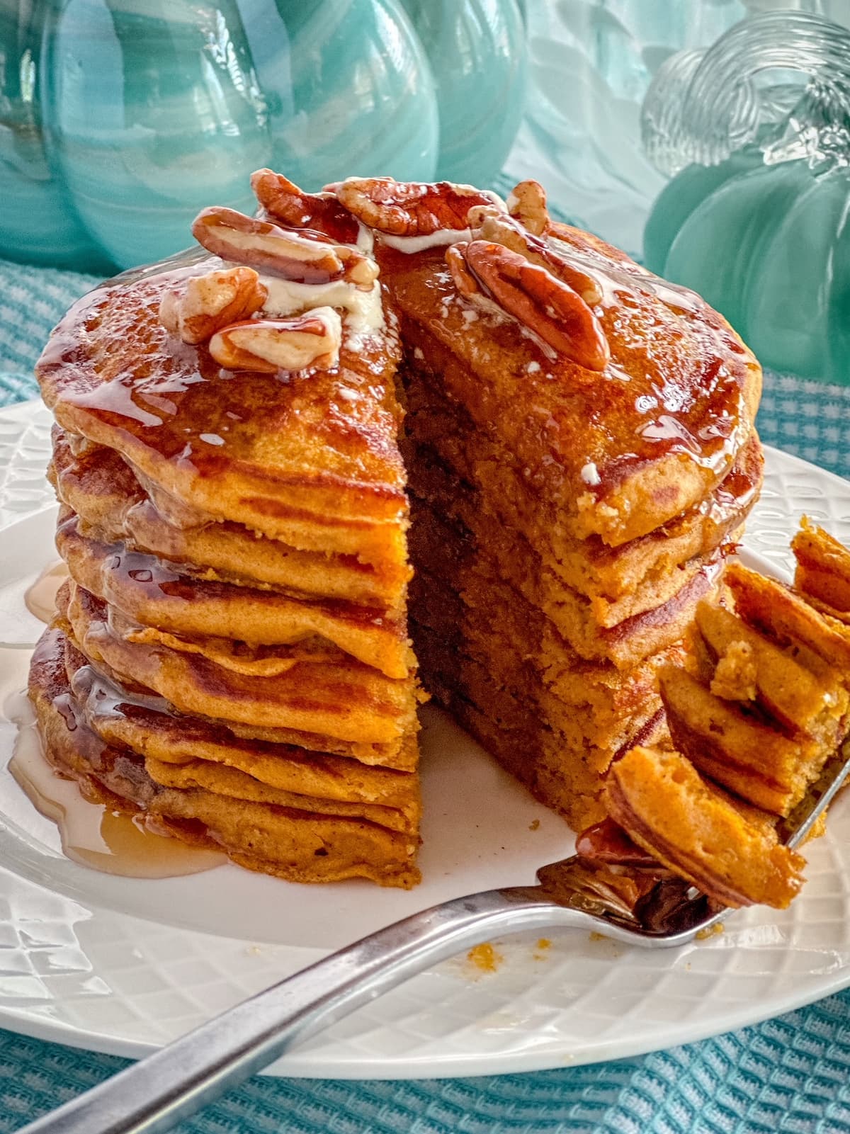 pumpkin pancakes sliced