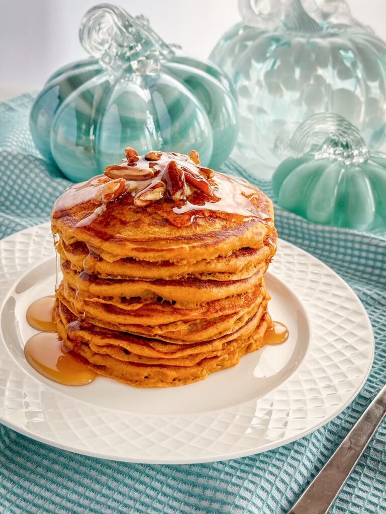 pumpkin pancakes with syrup