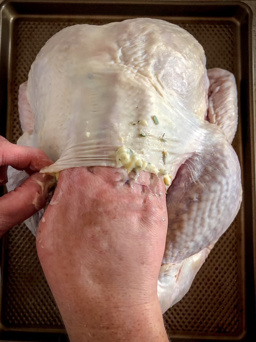 stuffing butter under the turkey skin