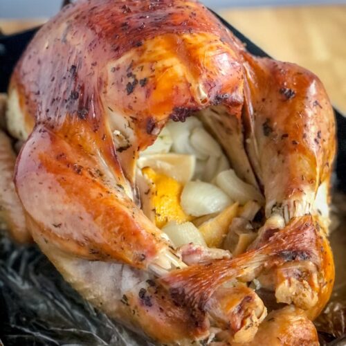 the whole roasted turkey with golden skin