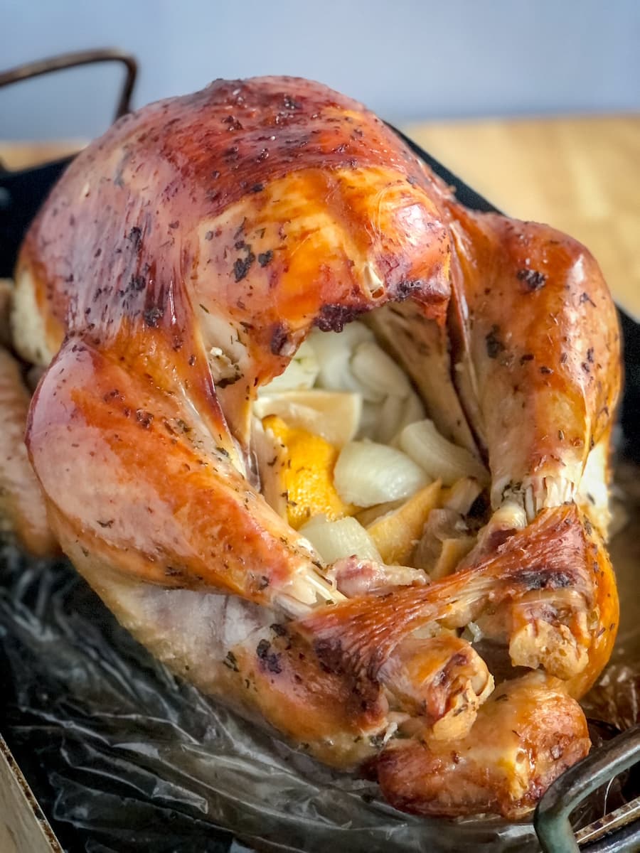 the whole roasted turkey with golden skin