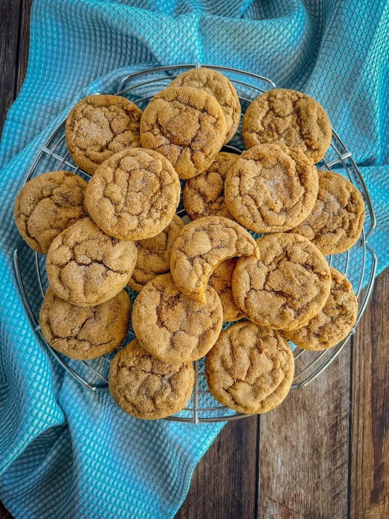 pumpkin snickerdoodles on a cooling rack