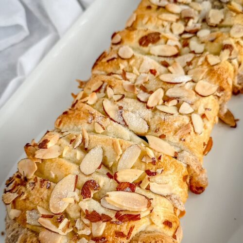 baked chocolate almond croissant pastry