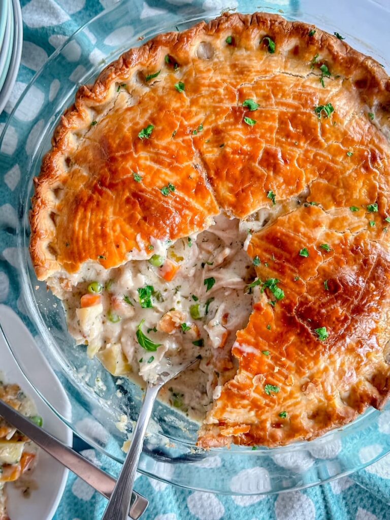 sliced chicken pot pie