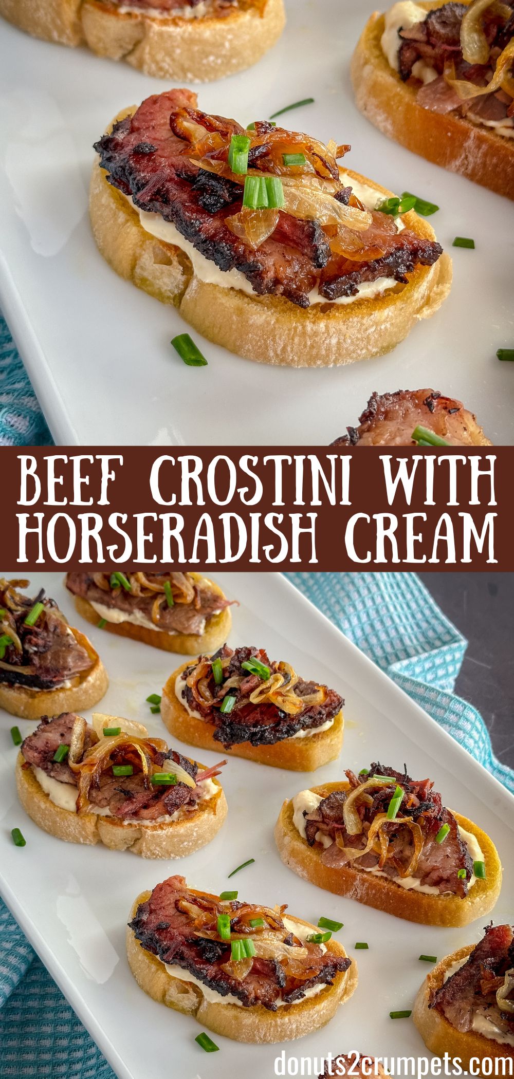 beef crostini with horseradish cream caramelized onions and chives