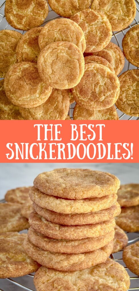 snickerdoodle cookies on a cooling rack
