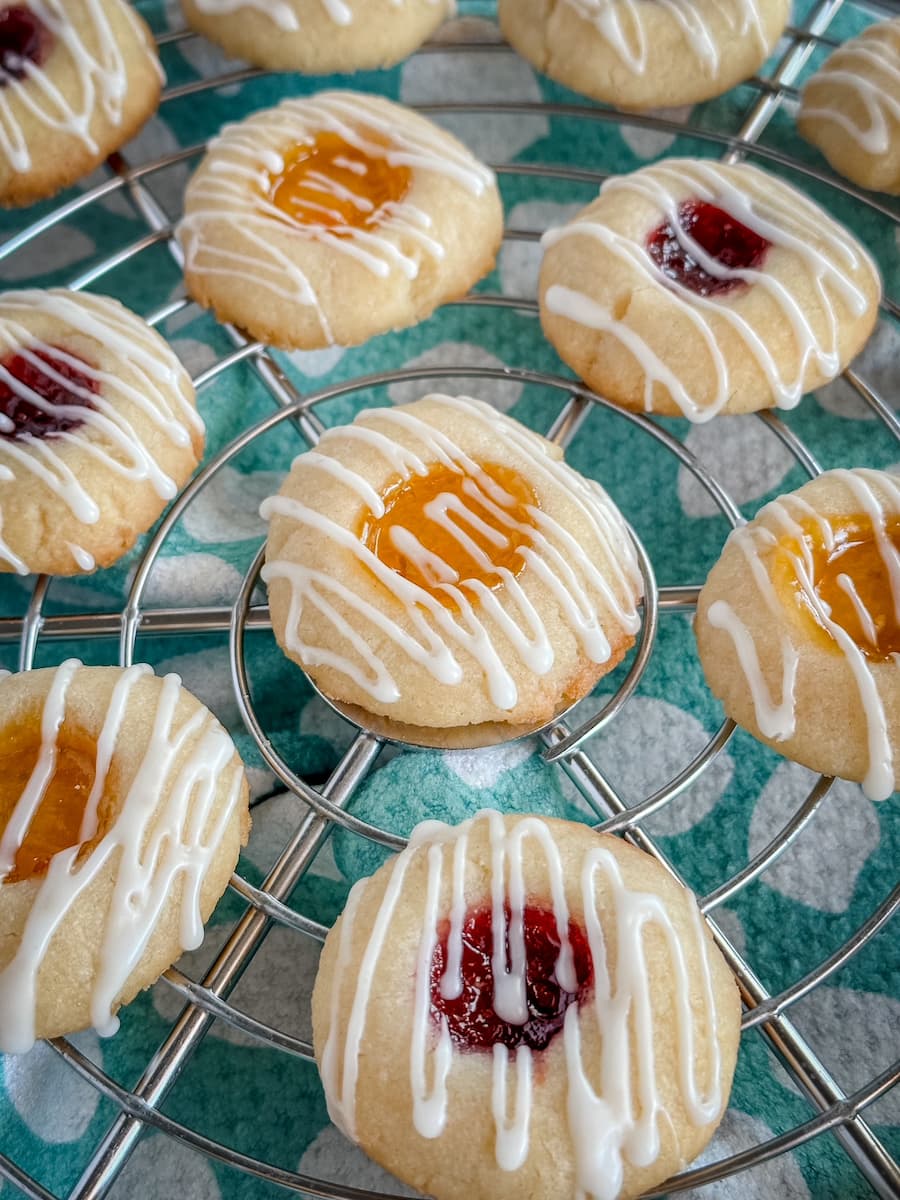 jam thumbprints on a cooling rack