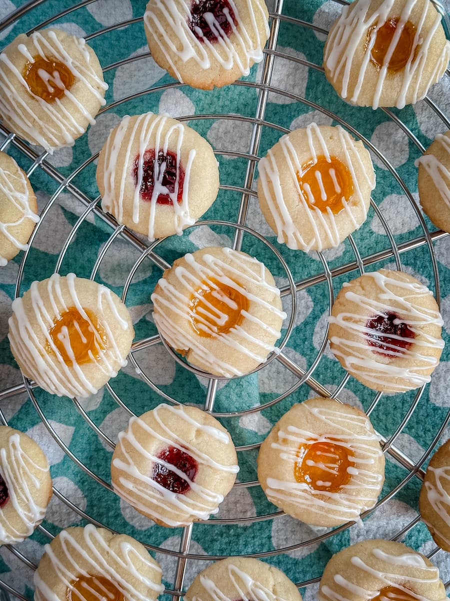 jam thumbprints on a cooling rack