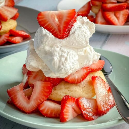 strawberry shortcake on a plate
