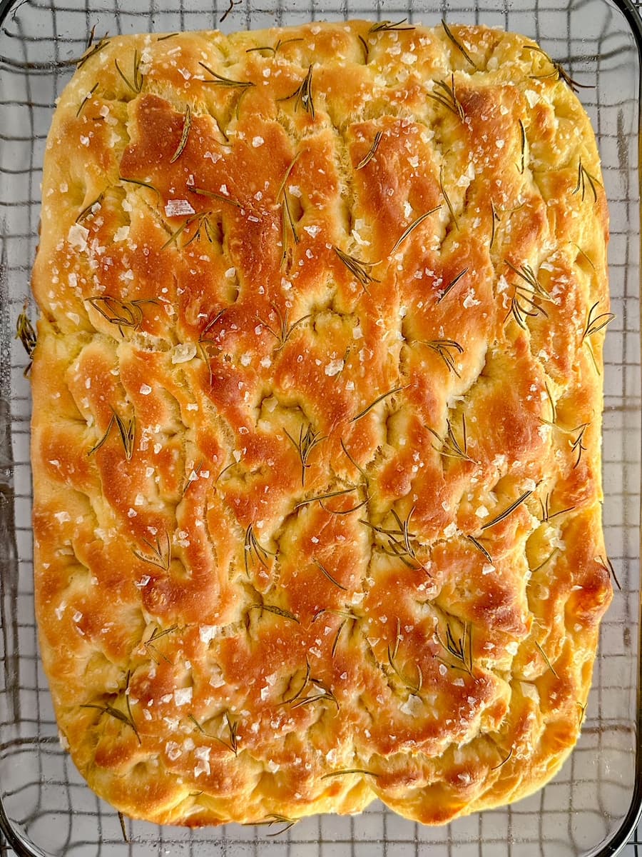 basic focaccia baked